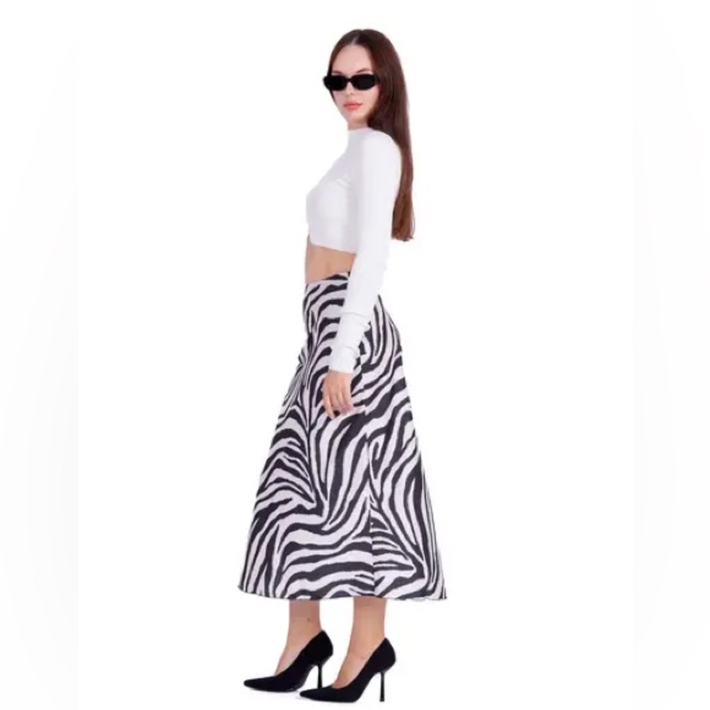 S Deer Zebra Print A-Line Skirt